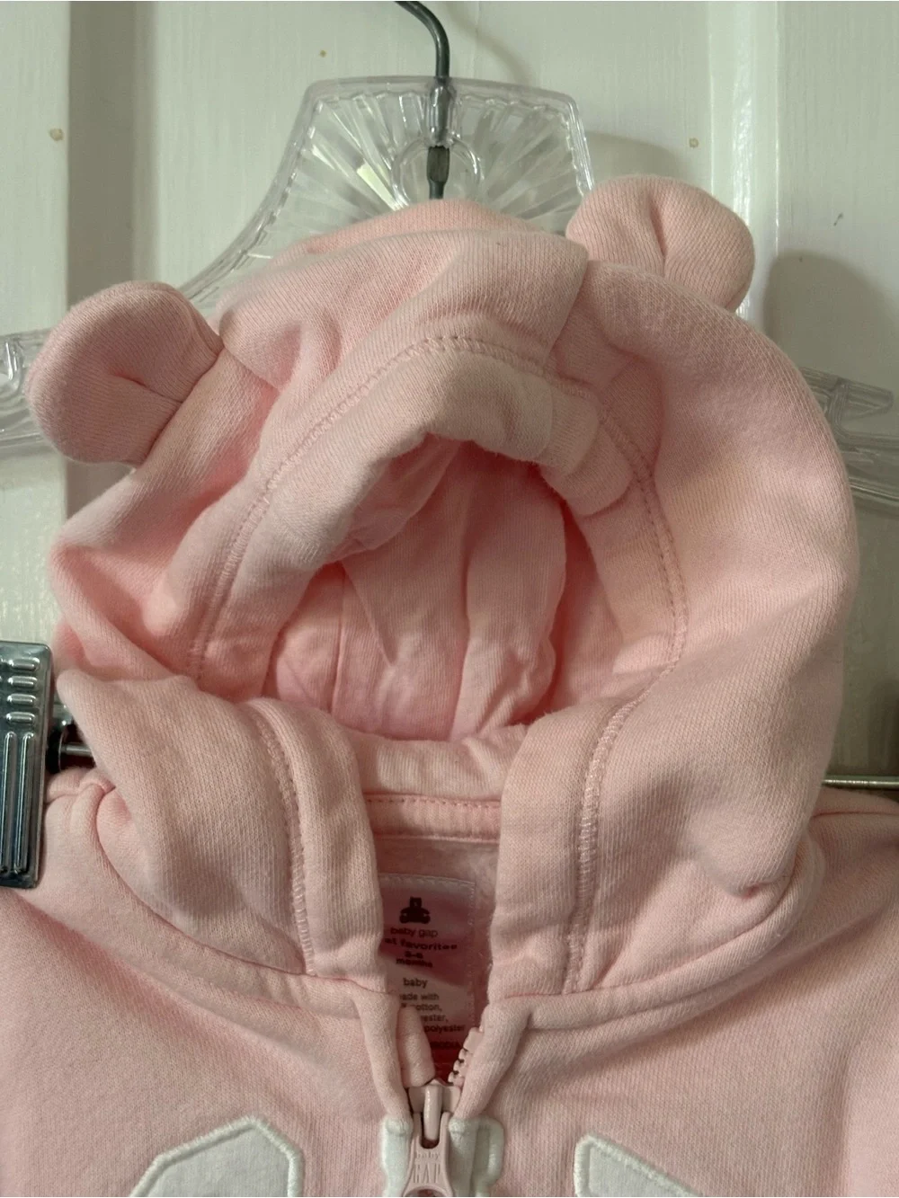 GAP Soft Pink Fleece Hooded Baby One-Piece Footie
